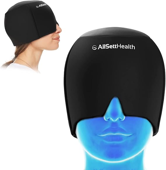 Patented Form Fitting Migraine Relief Ice Head Wrap | Headache and Migraine Hat | Hot and Cold Therapy for Puffy Eyes, Tension, Sinus and Stress Relief : Health & Household