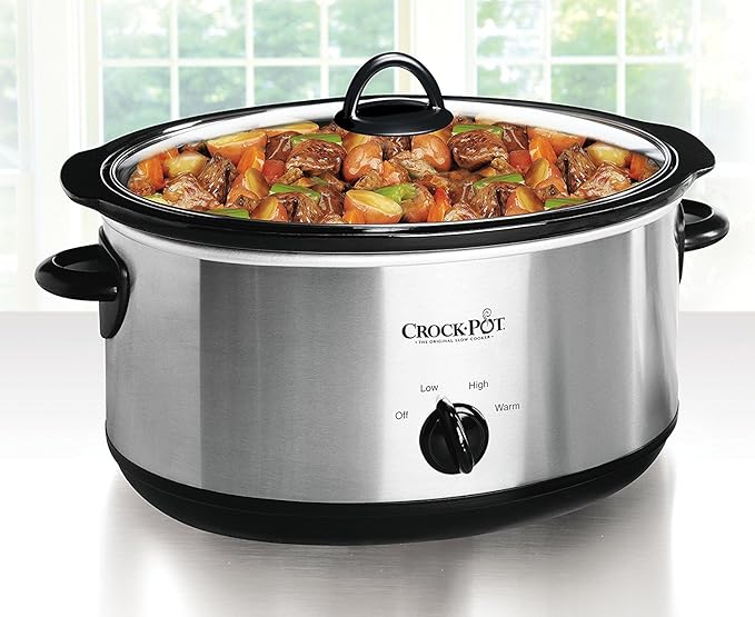 Crock-Pot 7 Quart Oval Manual Slow Cooker, Stainless Steel (SCV700-S-BR), Versatile Cookware for Large Families or Entertaining: Home & Kitchen
