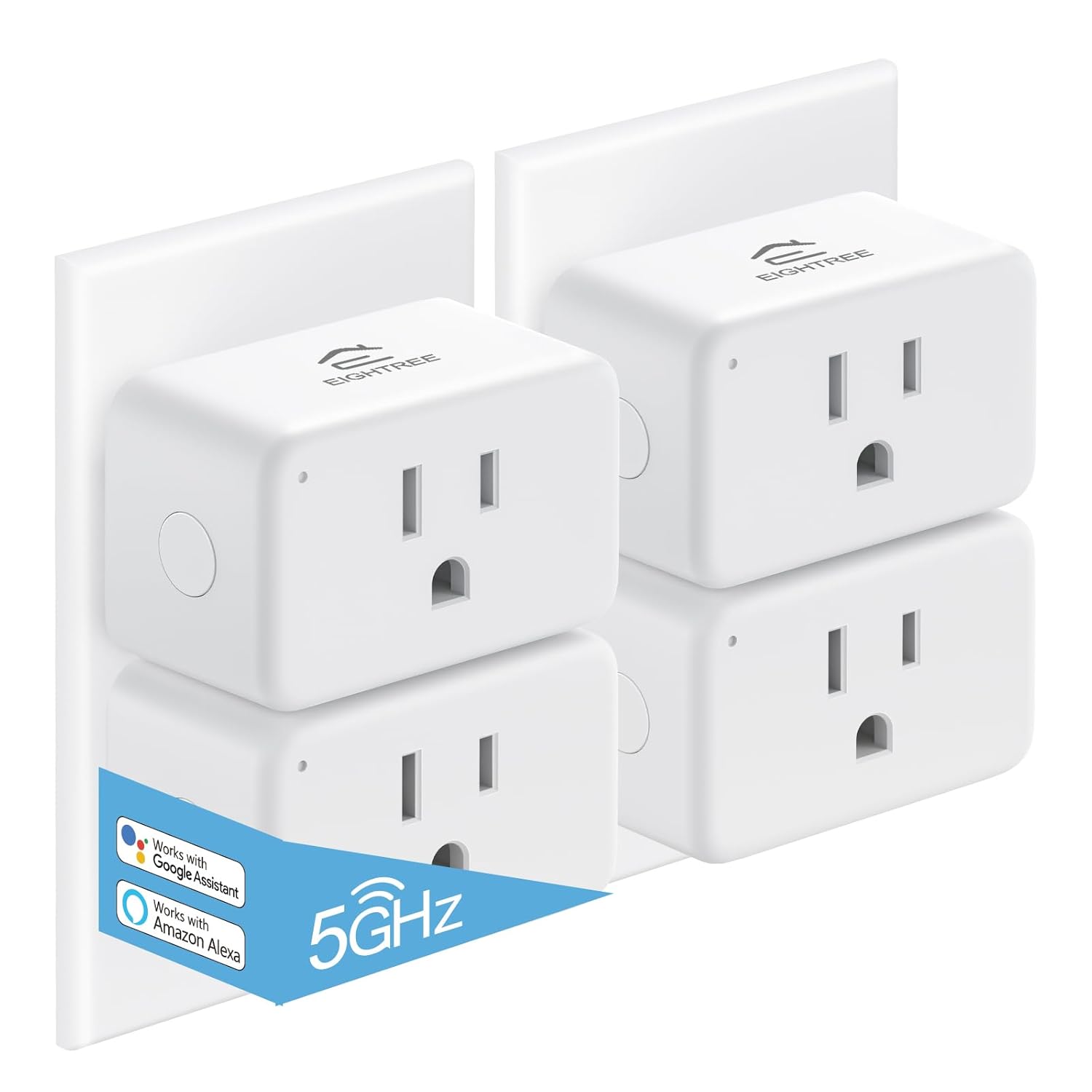 EIGHTREE Mini Smart Plug 5GHz WiFi Compatible 15A Energy Monitoring, Smart Plugs That Work with Alexa & Google Home & SmartThings, Remote Control, Timer