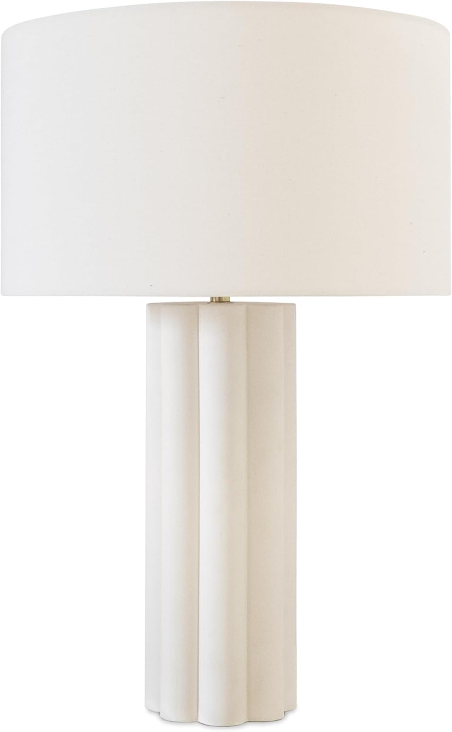 Brightech Becca LED Desk Lamp - Tall Cream Table Lamp with Ceramic Base, Cotton Lampshade for Bedroom, Living Room, Bedside, Office - 3000k Soft White Light for Nightstand, Side Table, Reading