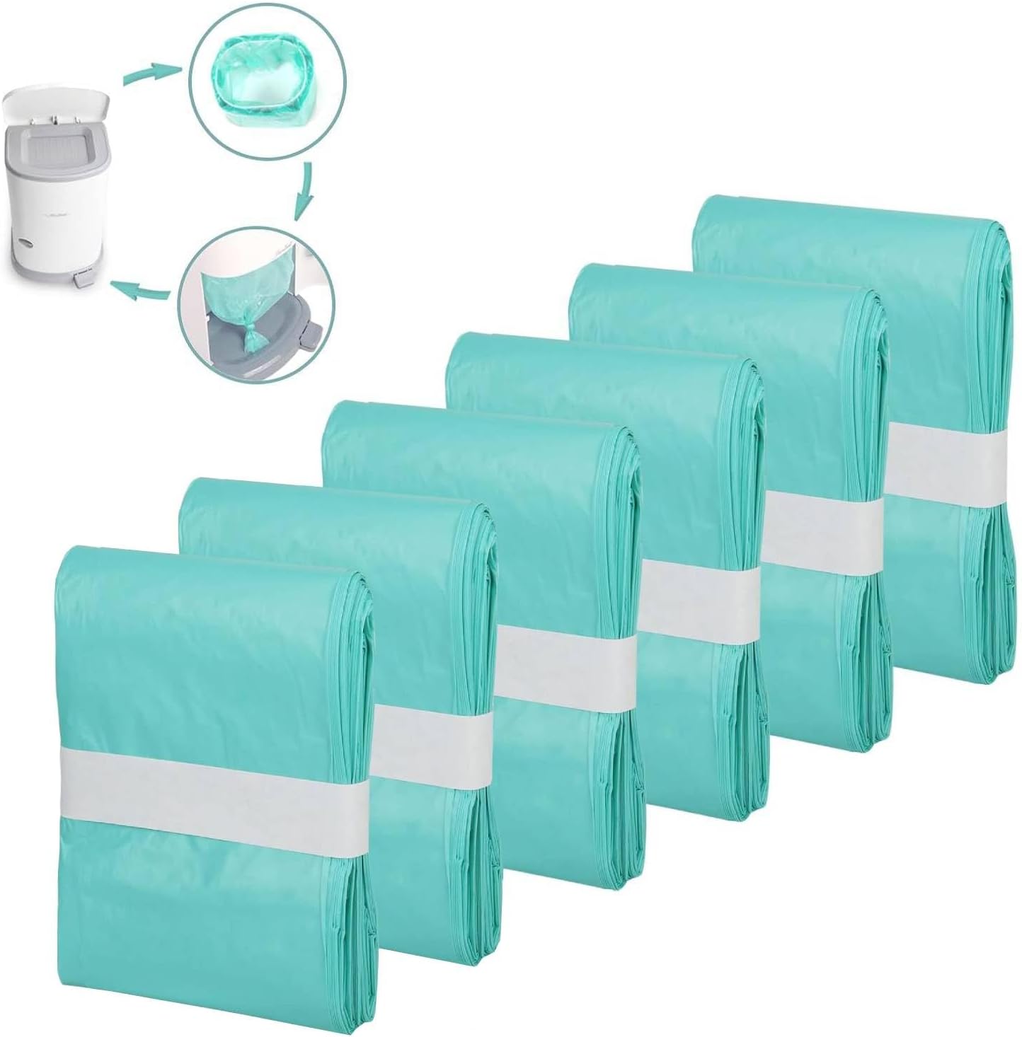 Adult Diaper Liner Refills, Compatible with Janibell Akord 280 Slim Model Pail, Odor-Seal Technology, Adult Diaper System, A Single Liner Pack Will Last Holds Up to 500 Diapers/Briefs, 6-Pack