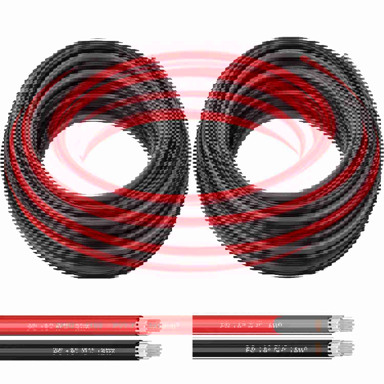 10AWG (6mm²) Tinned Copper PV Extension Cable - Solar Panel Connection Wire for Outdoor RV Marine Automotive Boat (50FT Black + Red Pair)