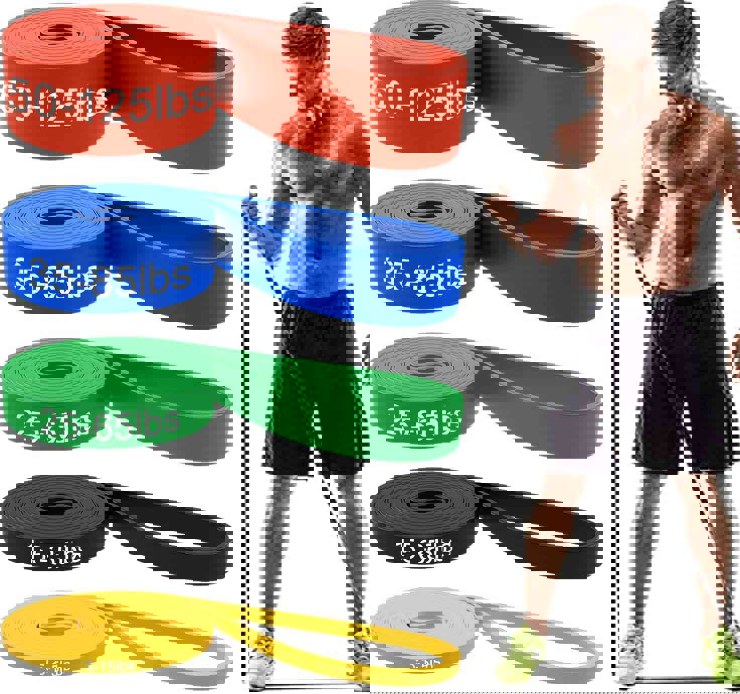 Resistance Bands, Pull Up Assist Bands - Workout Bands, Eexercise Bands, Long Resistance Bands Set for Working Out, Fitness, Training, Physical Therapy for Men Women