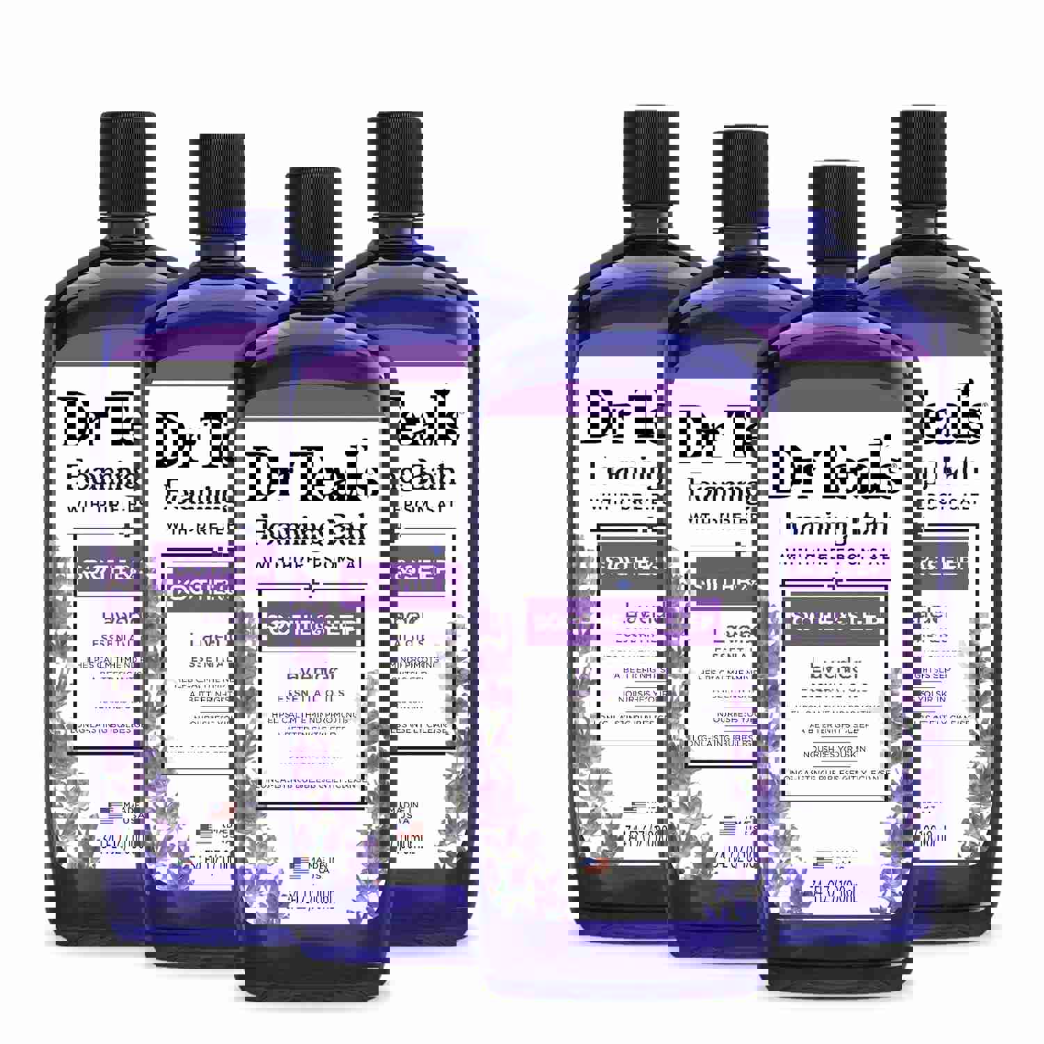 Dr Teal's Foaming Bath with Pure Epsom Salt, Soothe & Sleep with Lavender, 34 fl oz (Pack of 4)