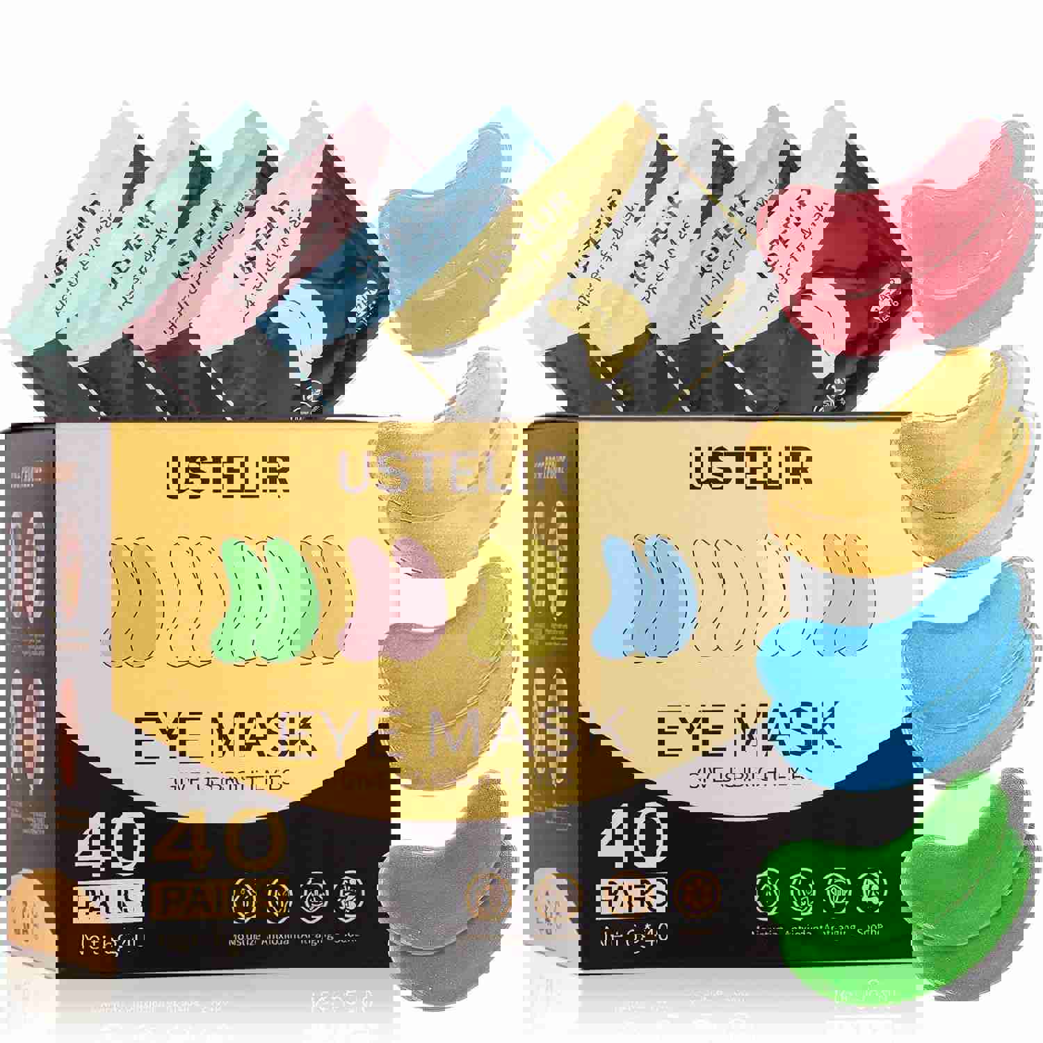 Under Eye Patches, 40 Pairs Eye Mask for Dark Circles, Puffy Eyes, Undereye Bags,Wrinkles,Eye Mask Patches with 24K Gold, Hyaluronic Acid,Rose & Aloe Vera, Eye Treatment Skin Care for Men & Women Gift