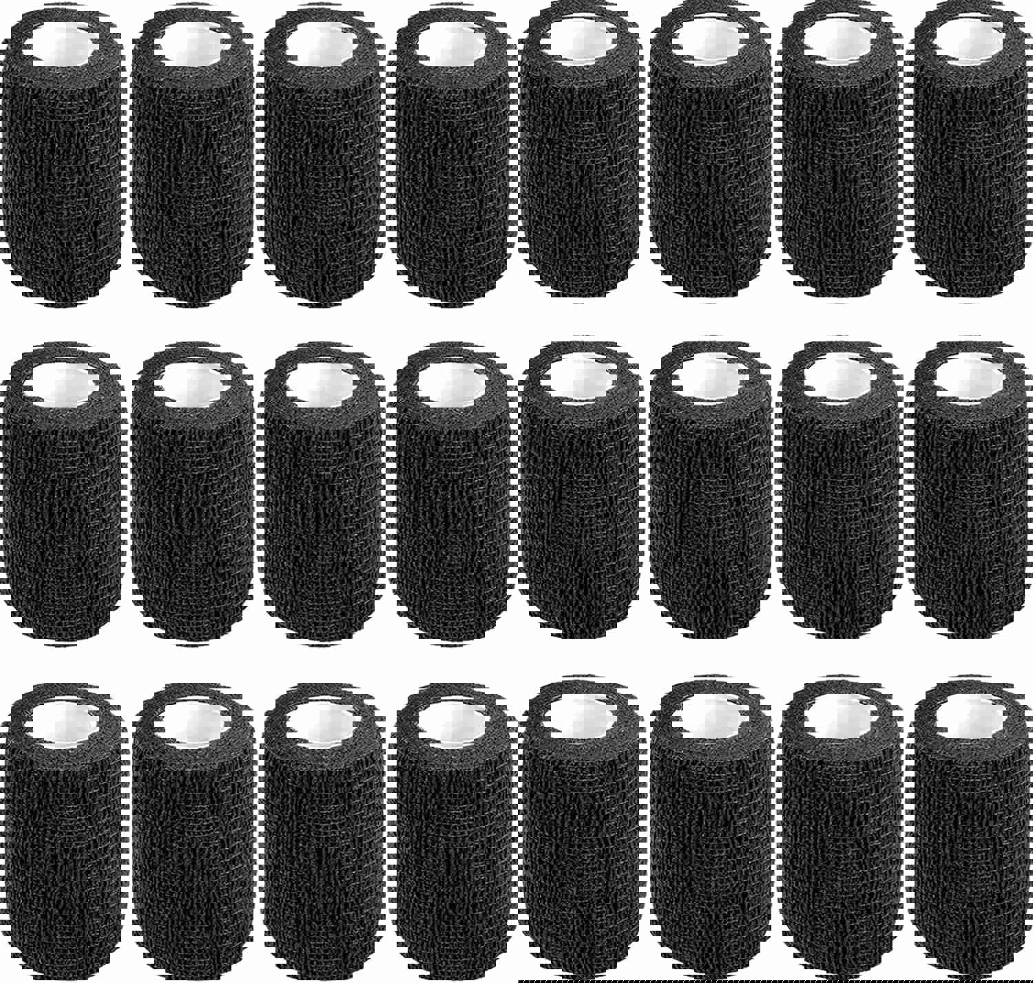 12 Pack Self Adhesive Bandage Wrap,2 Inches 5 Yards Black Vet Wrap Breathable Flexible Stretchy Cohesive Bandage for First Aid, Sprains Protection