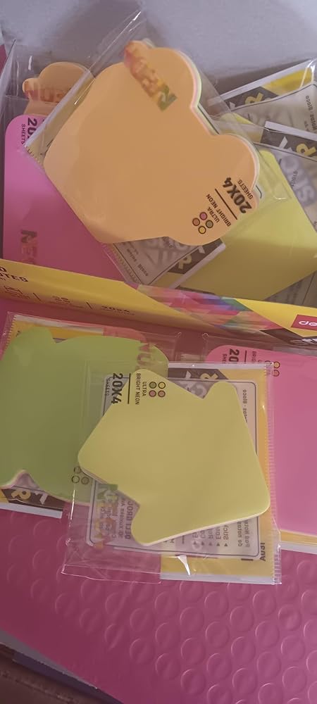 deli Sticky Notes, 12 Pads, 3x3 inches, Colorful Self-Stick Note Pads, Perfect for Office, Study, and Daily Life Organization, Creative Shape
