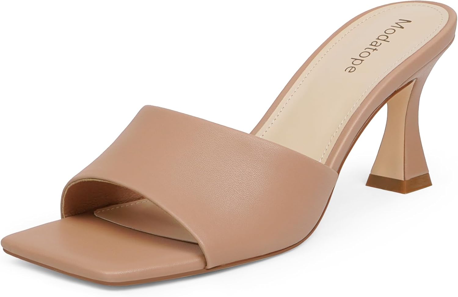 Modatope Womens Heeled Sandals Open Square Toe Heels Chunky Block Heel Slip On Sandals for Women