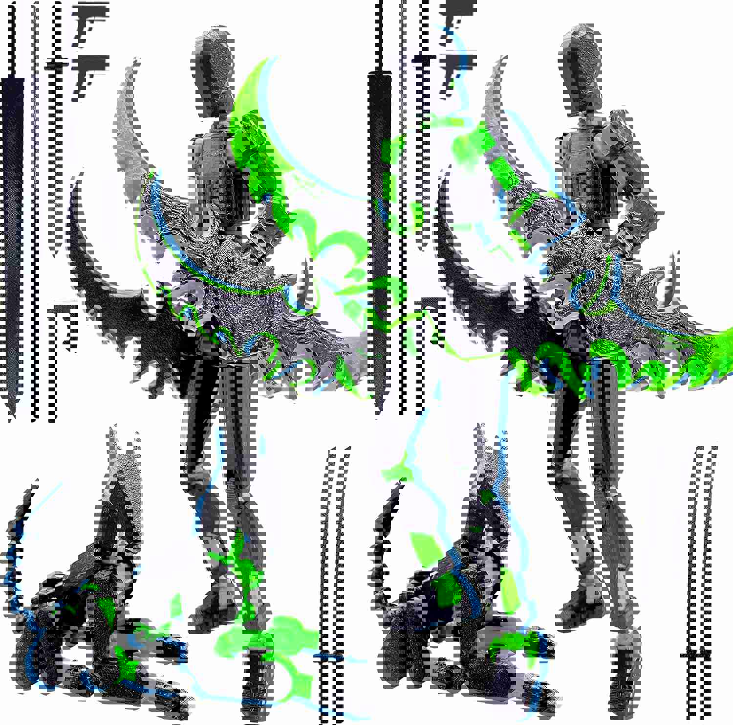 ROBTDUUMY T13 Action Figure Set (Assembly Completed),Dummy 13,Titan 13 Action Figures,3D Printed Toys Multi-Jointed Movable (Black/Green)