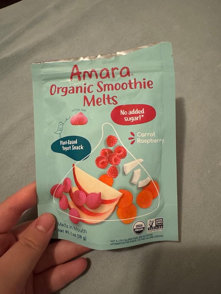 Amara Smoothie Melts - Mango Carrot - Baby Snacks Made With Fruits and Vegetables - Healthy Toddler Snacks For Your Kids Lunch Box - Organic Plant Based Yogurt Melts - 6 Resealable Bags