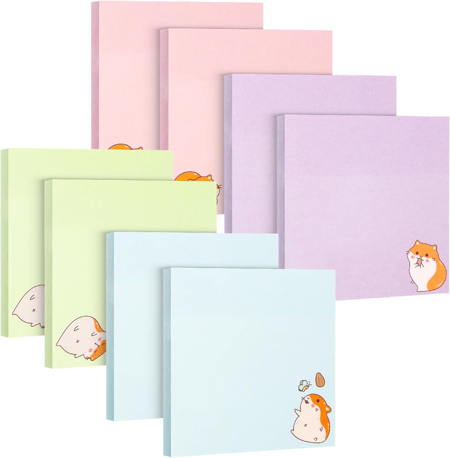 Mr. Pen- Sticky Notes, 3”x3”, 8 Pads, 400 Sheets, Tiny Hamster Sticky Notes, Sticky Pads Sticky Notes Aesthetic, Colorful Sticky Notes Bulk Sticky Notes Cute Sticky Notes for Women