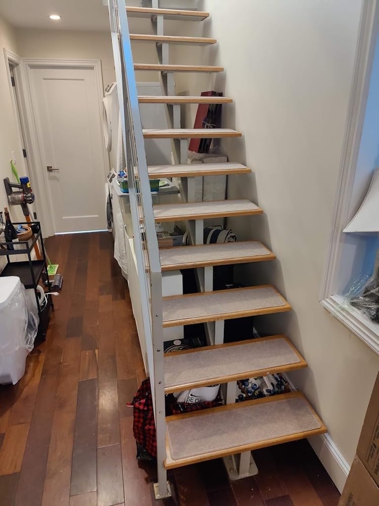 Stair Treads for Wooden Steps Indoor, 15 Pack 8" X 30" Non Slip Carpet Stair Treads with Reusable Adhesive for Kids Elders and Dogs, Surface Polyester TPR Backing Stair Rugs