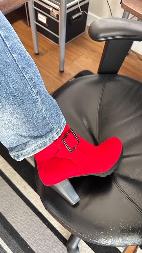 mysoft Women&#39;s Wide Width Ankle Boots Chunky Heel Ankle Strap Buckle Booties with Zipper