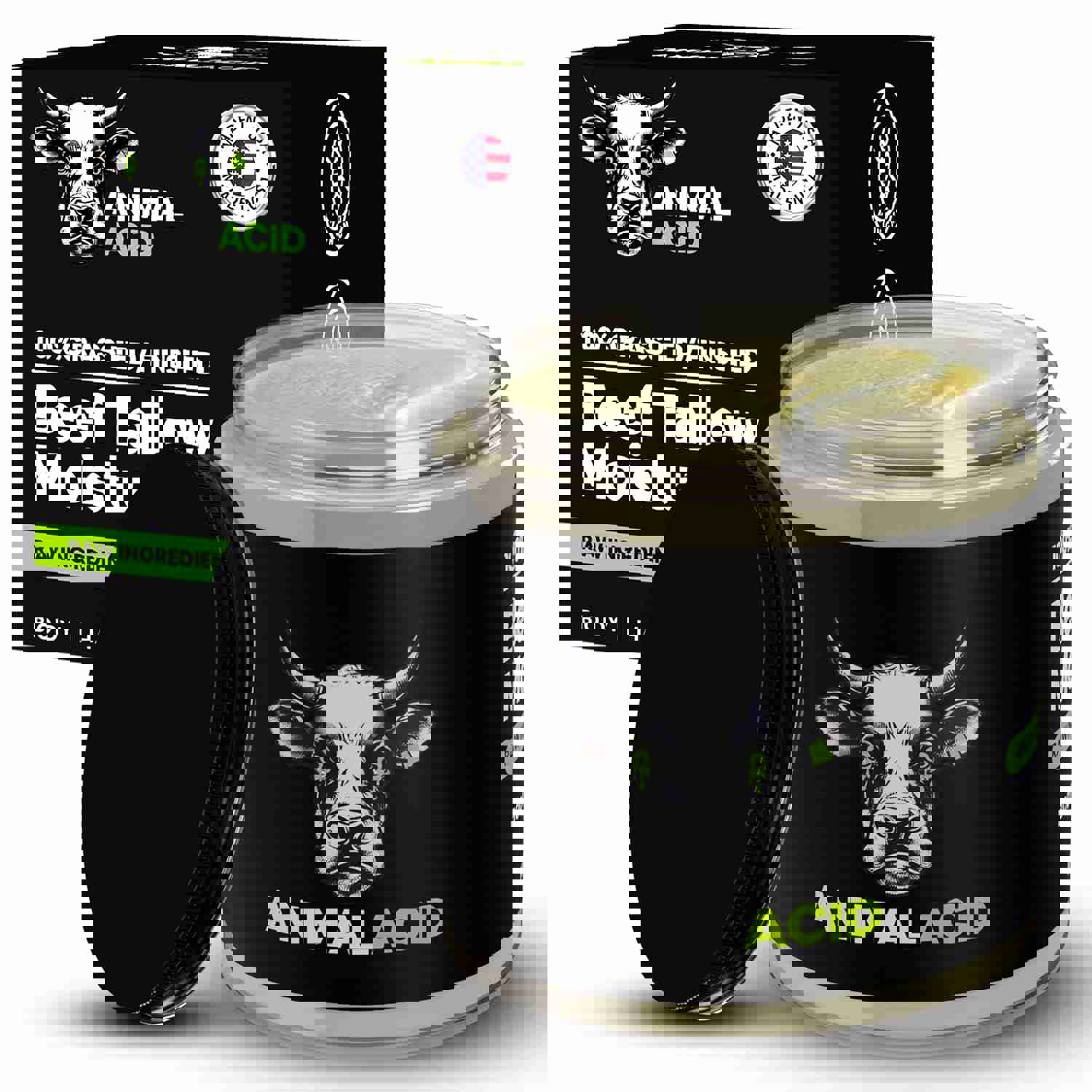 ANIMAL ACID - 100% Grass Fed Beef Tallow for Skin, Face & Body - Tallow Face Moisturizer with Organic Jojoba Oil & Honey - Pure Beef Whipped Tallow Cream - 4 FL. oz. Unscented