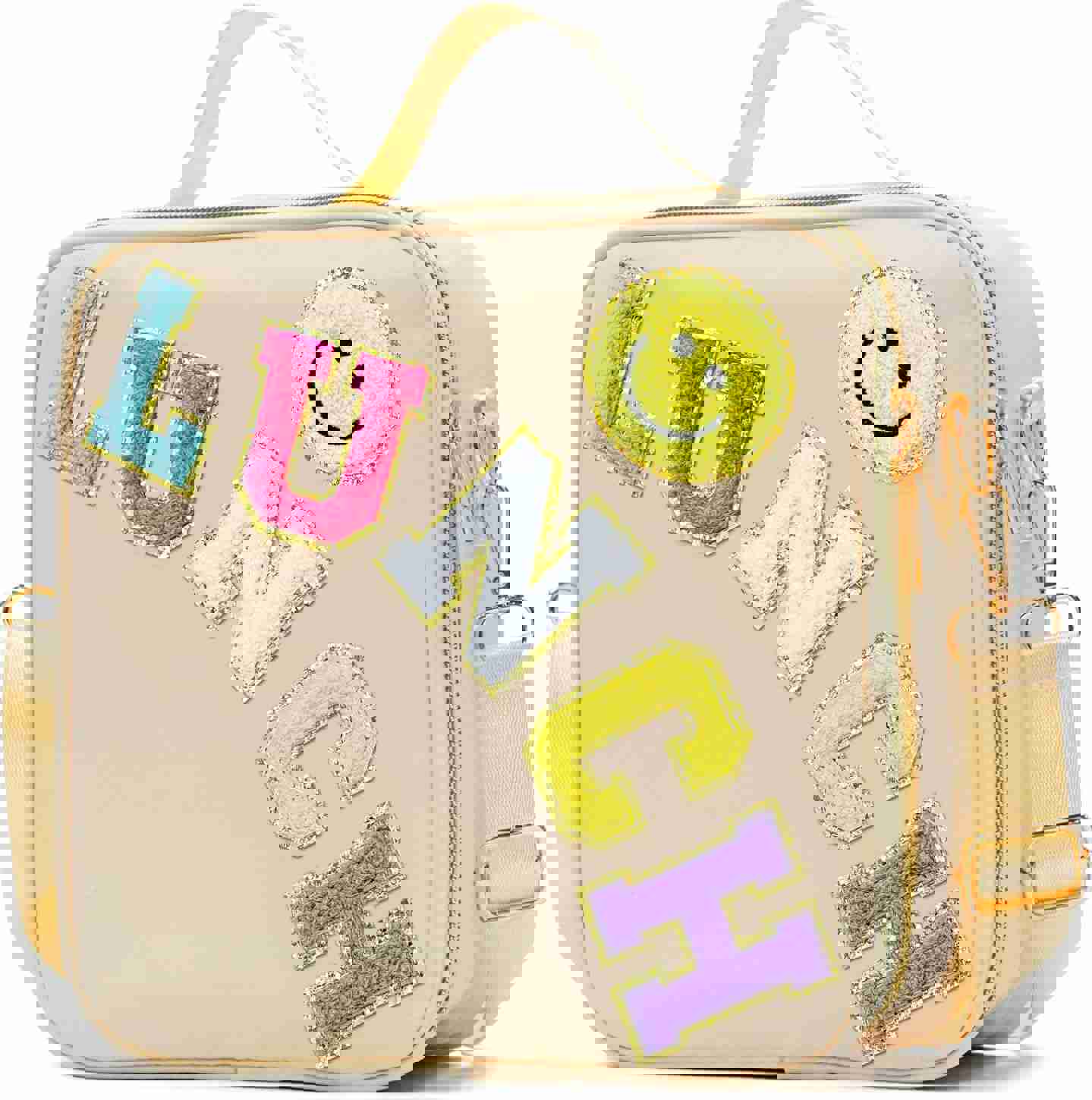 LOKFAR Insulated Lunch Bag Women Lunch Box Kids for Teen Girls Boys, Cute Preppy Lunch Boxes With Adjustable Shoulder Strap, Waterproof Nylon Lunchbox Lunch Bags for School Work Picnic (Beige)