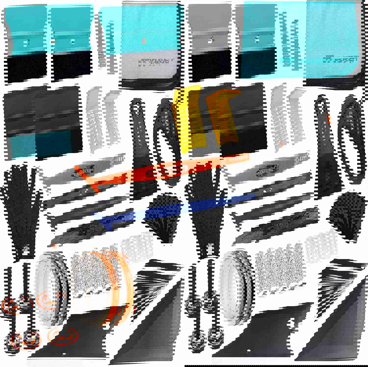 WRAPXPERT Car Wrap Tool Kit with Window Tint Tools, Felt Squeegees, Plastic Razor Blade Scraper, Wrap Knife, Magnetic Holders, Gloves and Towel for Car Window Film Application