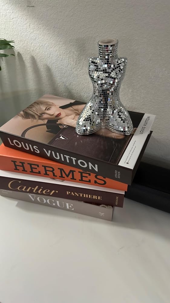Female Body Vase,Modern Handmade Ceramic Disco Flower Vase for Office Bedroom Living Room, Modern Bohemian Vase Home Decoration,Silver,4x2.8x5.7inches