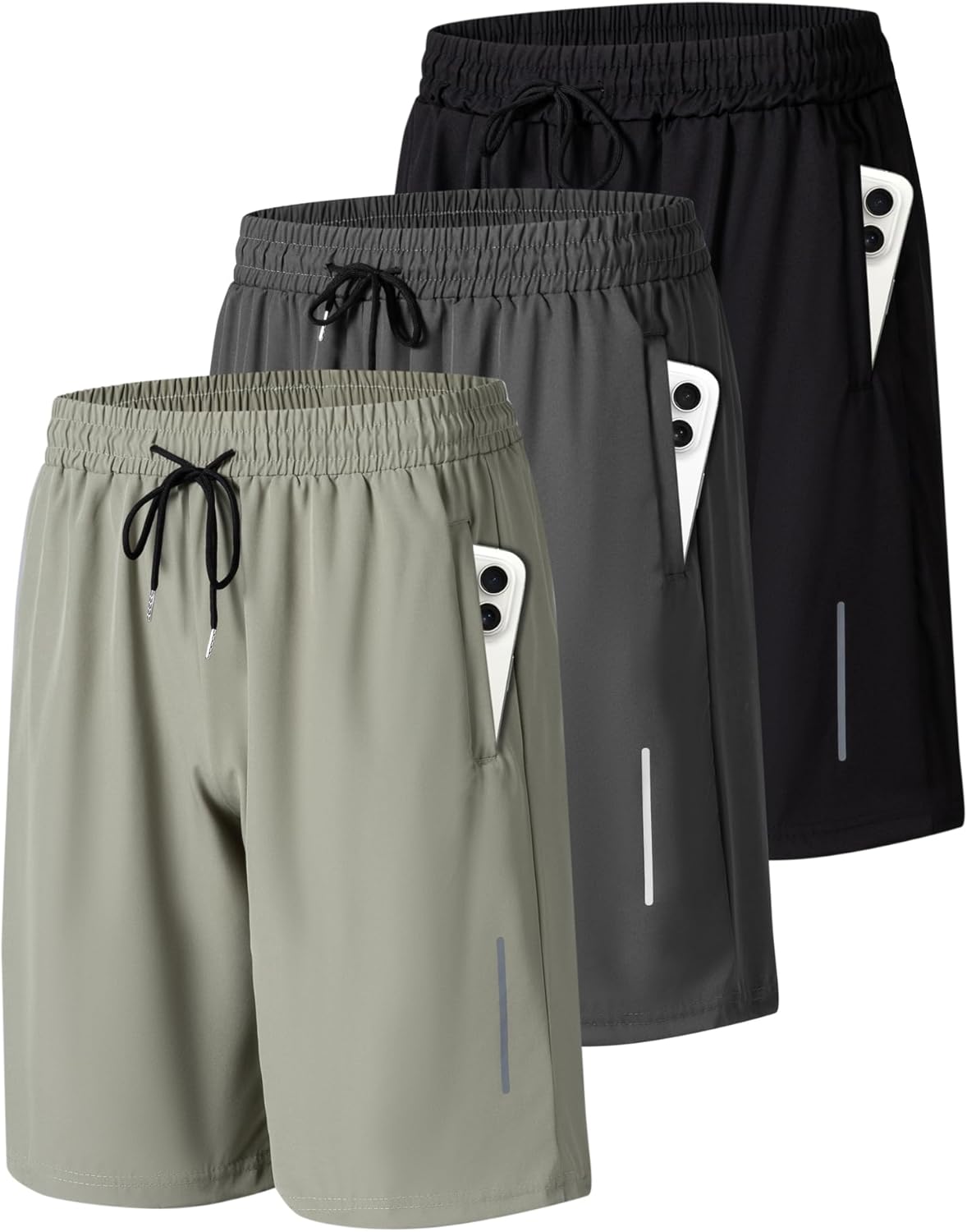 JWJ Mens Athletic Gym Workout Shorts Lightweight Quick Dry Running Basketball Shorts with Zipper Pockets