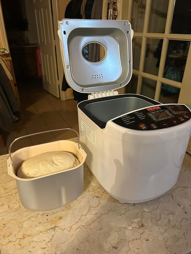 VEVOR Bread Maker, 19-in-1 2LB Dough Machine, Nonstick Ceramic Pan Automatic Breadmaker with Gluten Free Setting, Whole Wheat Bread Making, Digital, Programmable, 3 Loaf Sizes, 3 Crust Colors, White