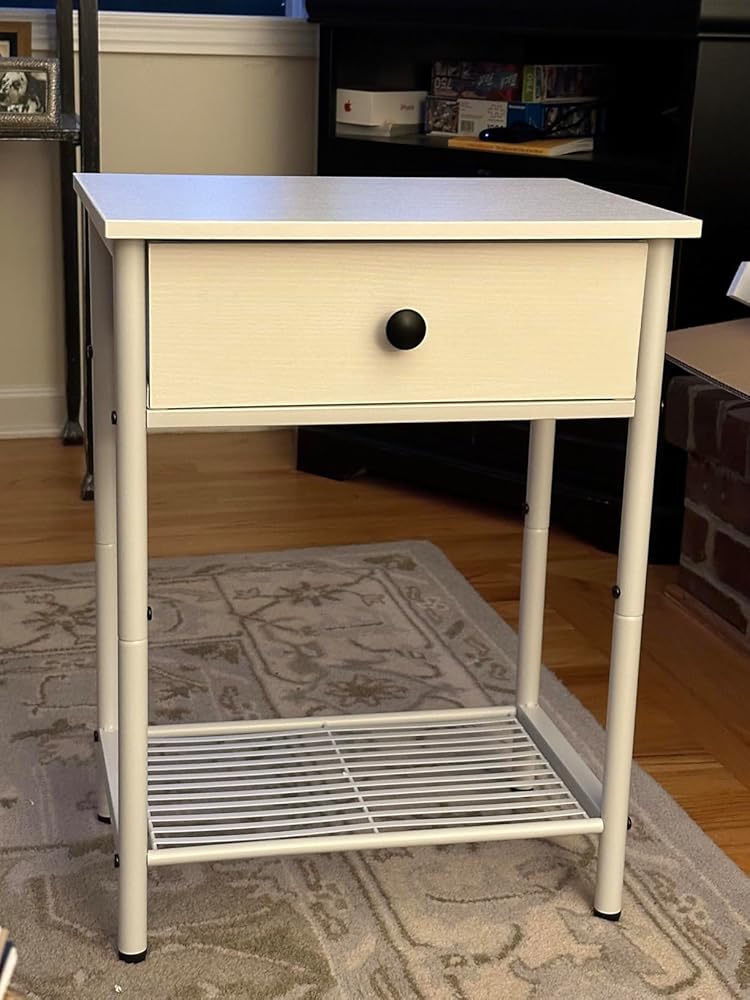 Pabroni Night Stand Bedside Tables with Drawer Rustic End Table for Small Spaces 2 Tiers Side Table Nightstands for Bedroom, Living Room, Study, Office