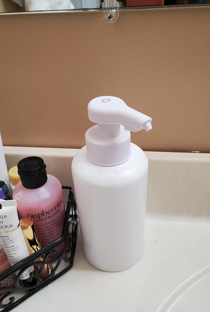 Haocoott Automatic Soap Dispenser, Touchless 400ML 13oz Bottles, Rechargeable Auto Dispenser Set for Kitchen Bathroom White