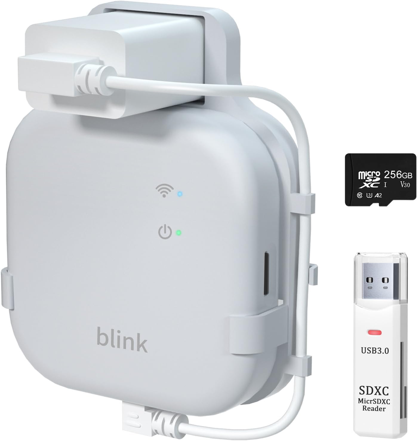 Blink 256GB Micro SD Card for Blink Sync Module XR Outlet Wall Mount, Short Cable Save Space, Easy Move Mount Bracket with Reader for Blink Outdoor Indoor Security System