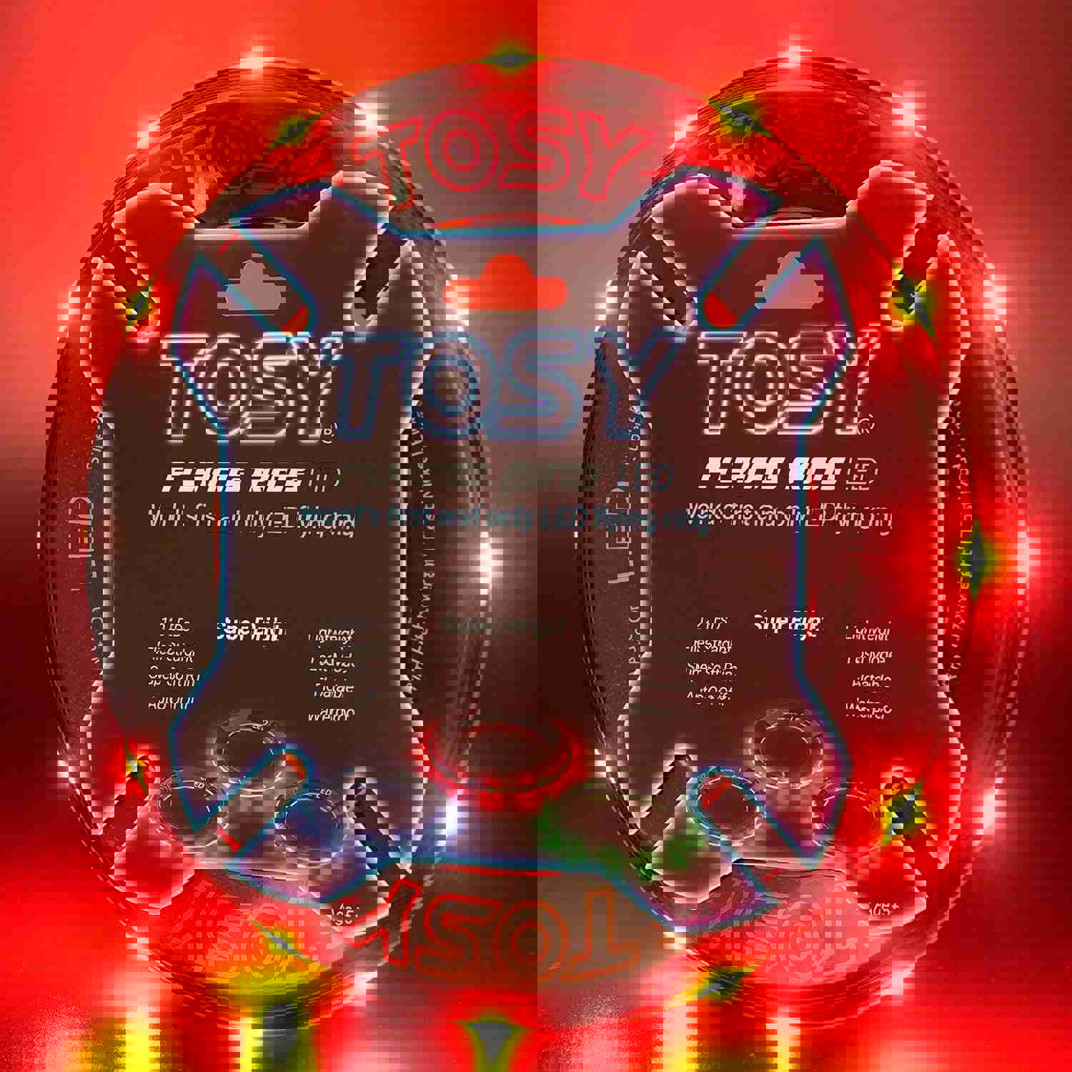 TOSY Flying Ring - 12 LEDs, Super Bright, Auto Light Up, Safe, Soft & Photoluminescent Rim, Waterproof, Lightweight, Birthday, Camping Toy, Easter Gift for Kid/Boy/Girl