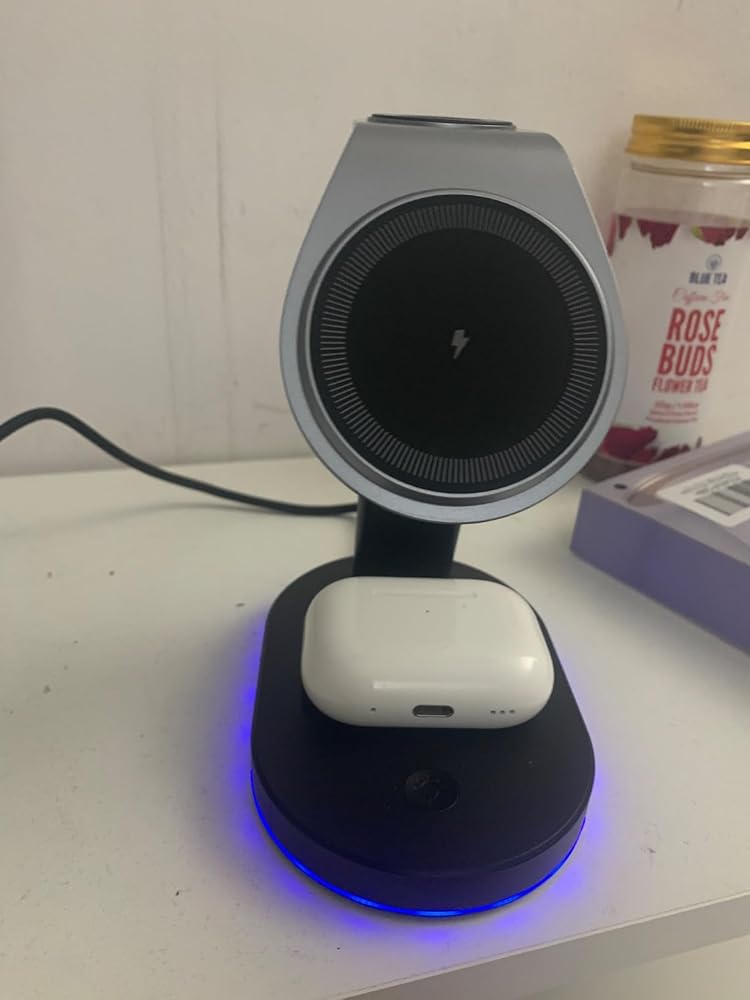 3 in 1 Wireless Charger Charging Station for iPhone,Qi2 Certified 15W Magnetic Charging Stand for Mag-Safe with 30W USB C Adapter&Friendly Night Light for iPhone 16/15/14/13/12,Apple Watch,AirPods
