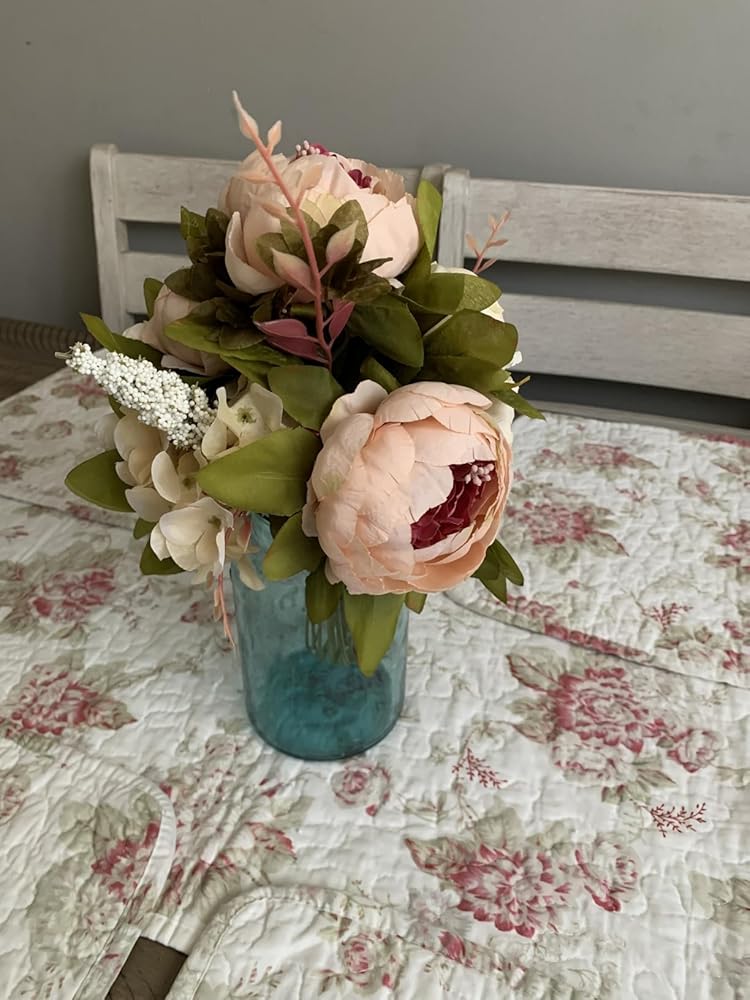 Duovlo Fake Flowers Vintage Artificial Peony Silk Flowers Wedding Home Decoration,Pack of 1 (Light Pink)