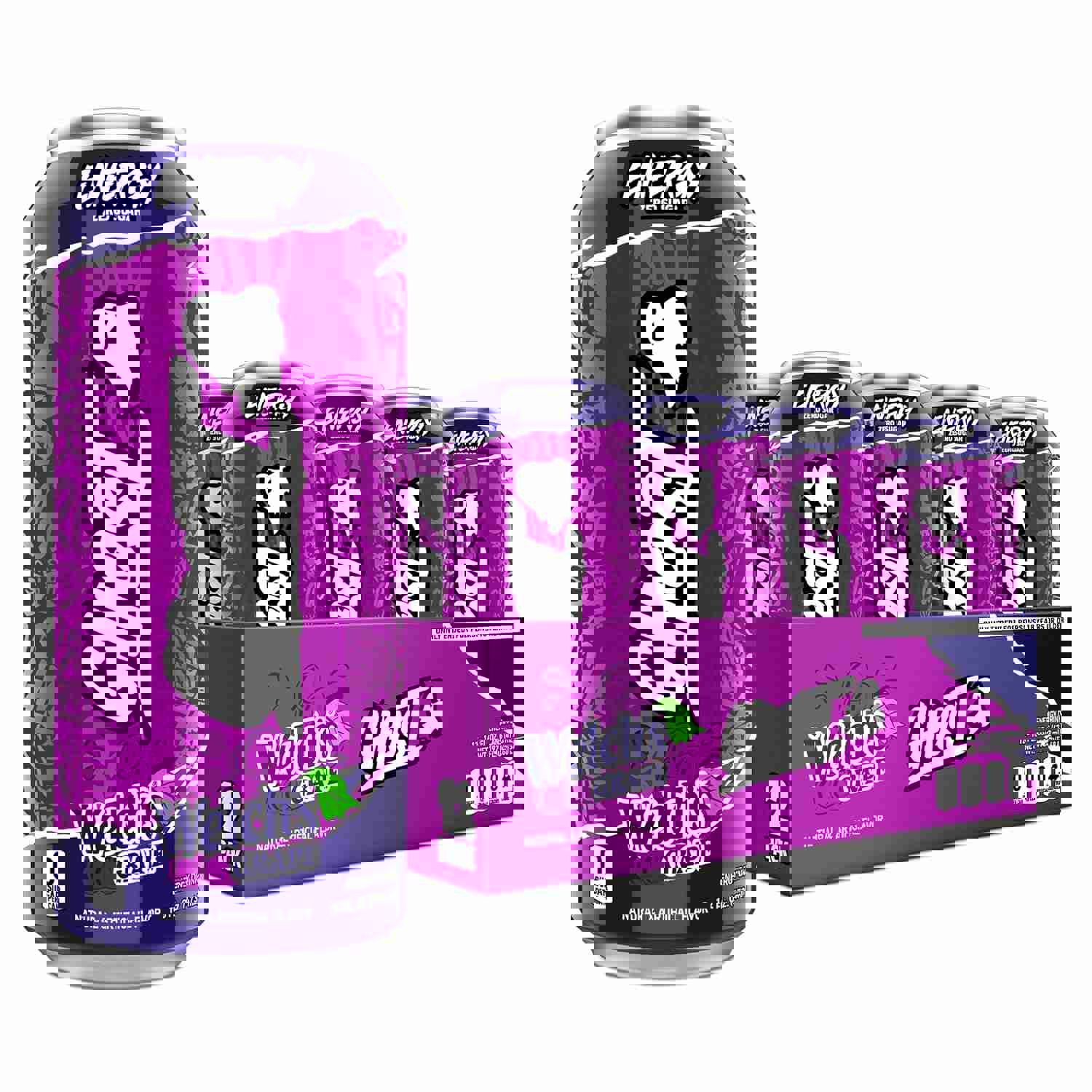 GHOST Energy Drink - 12-Pack, Welch's Grape, 16oz Cans - Energy & Focus & No Artificial Colors - 200mg of Natural Caffeine, L-Carnitine & Taurine - Gluten-Free & Vegan
