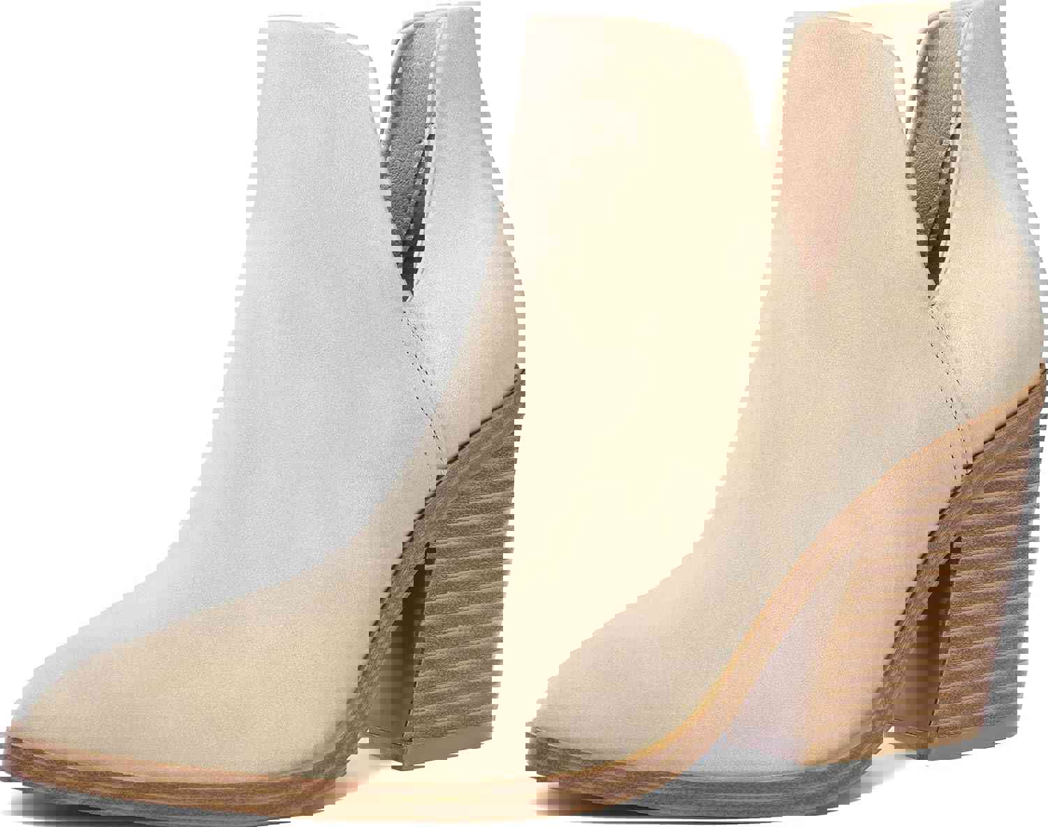 mysoft Women's Ankle Boots Slip on Cutout Pointed Toe Chunky Stacked Mid Heel Booties