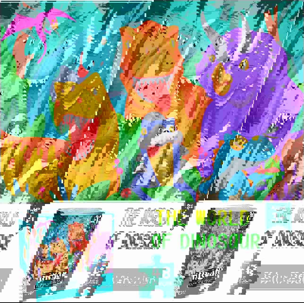 Jumbo Floor Puzzle for Kids Dinosaur Jigsaw Large Puzzles 48 Piece Ages 3-6 for Toddler Children Learning Preschool Educational Intellectual Development Toys 4-8 Years Old Easter Gift for Boy and Girl