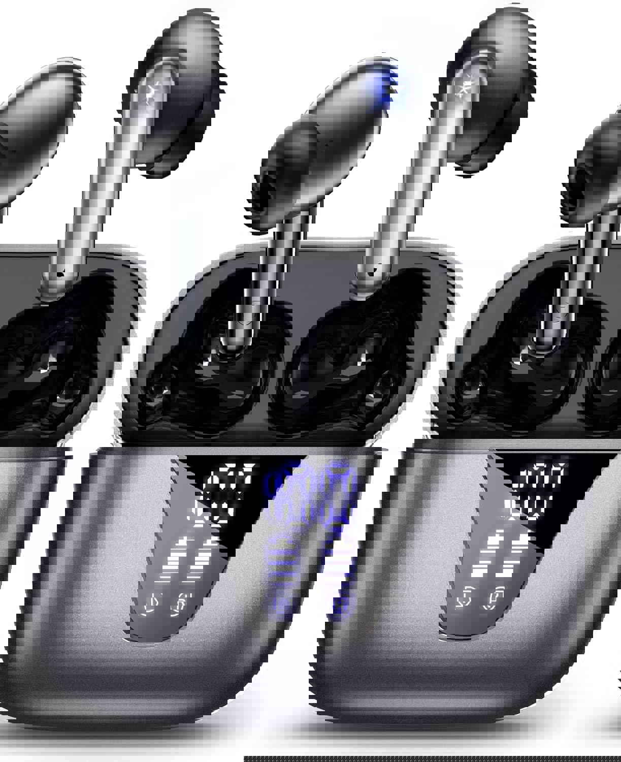 ZIUTY Wireless Earbuds, Ear Buds Bluetooth Headphones 50H Playtime with LED Digital Display Charge Case, IPX5 Waterproof Earphones with Mic for iPhone Android Phone Computer Laptop - Star Gray