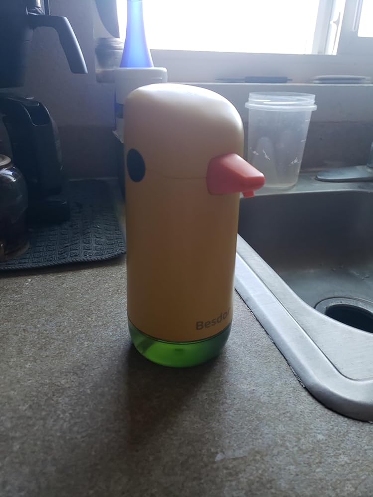 Besdor Automatic Soap Dispenser, Yellow Duck Cute Touchless Soap Dispenser, Infrared Sensor, Battery Powered, for Bathroom Kitchen