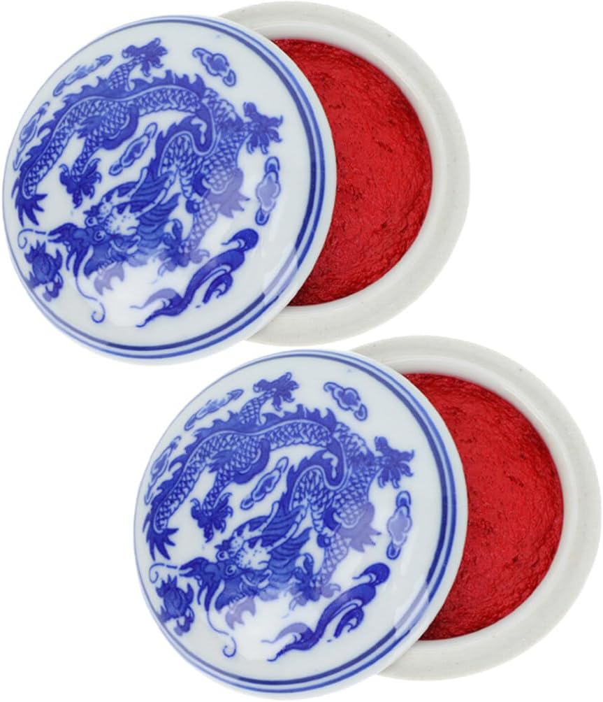 2pcs Painting Ink Pad Postal Calligraphy Painting Ink Paste Red Ink Pad Fingerprint Ink Pad Painting Supplies Craft Ink Pad Ink Pads Stamp Ceramics Multipurpose Office