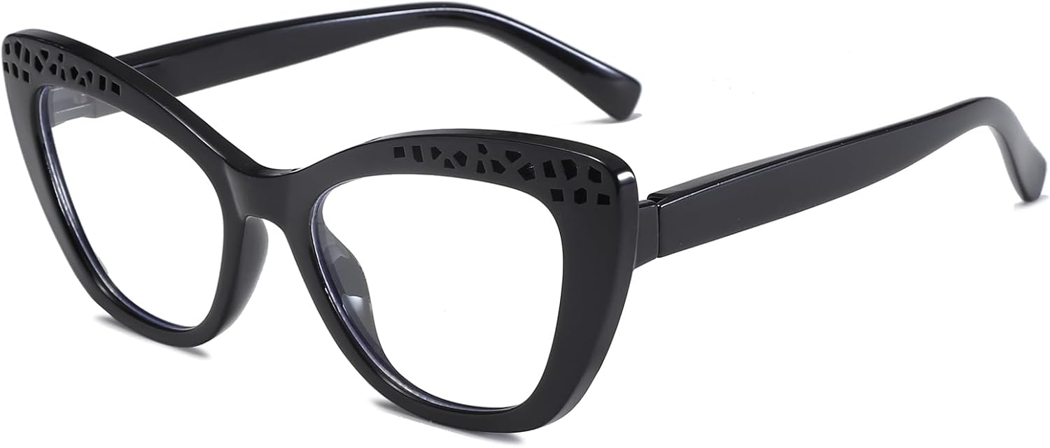 LJCZKA Stylish Blue Light Blocking Glasses Women Cat eye Eyeglasses Anti Eyesatrain Computer Gaming Cateye Frame Glasses