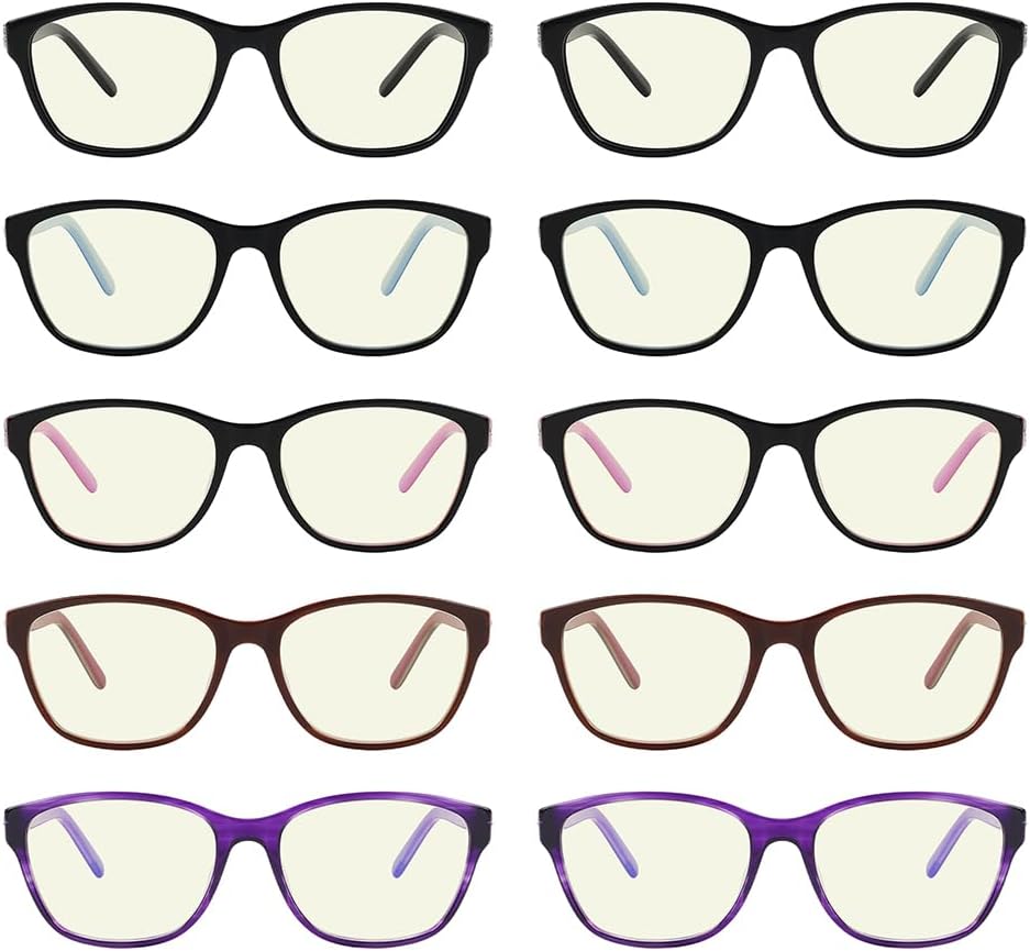 Eyekepper 4 Pack Blue Light Filter Glasses Retro Small Lens Computer Reading Glasses