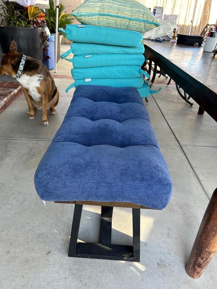 ROFIELTY Bench Cushion 45 x 18 Inch, Soft and Comfortable Tufted Bench Cushion, with Non-Slip Design Window Seat Cushions Indoor(Chenille-Gray, 45x18x4)