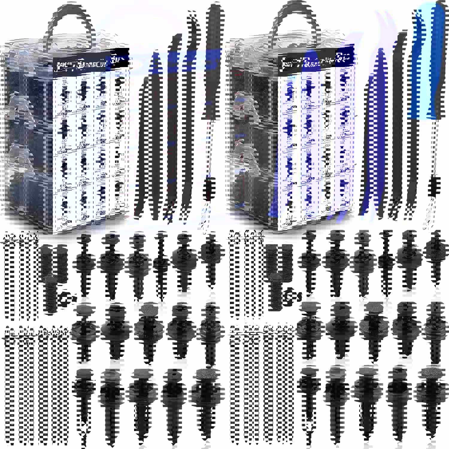 Car Retainer Clips Auto Body Push Fasteners Pin Rivets 800PCS Automotive Plastic Screws Push-Type Retainers Set Bumper Panel Rivets Assortment OEM Tools Kit for Toyota Honda Ford Nissan GM(Blue)