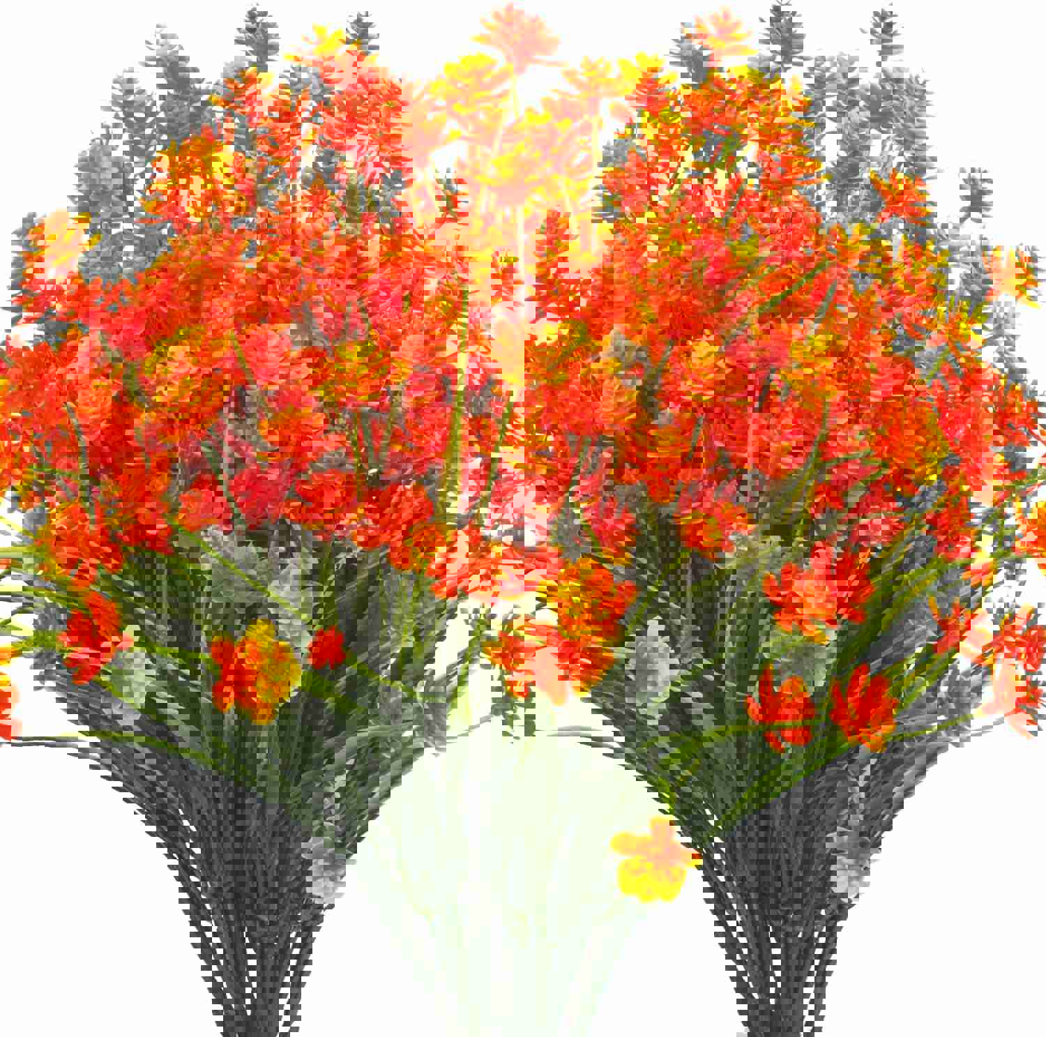 Grunyia 8 Bundles Artificial Outdoors Flowers (Orange-Daffodil)