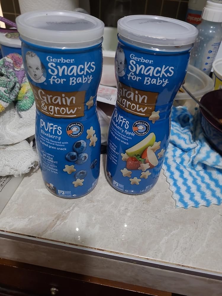 Gerber Puffs Variety Pack, 1 Strawberry Apple, 1 Blueberry, 1 Apple Cinnamon, 3 CT