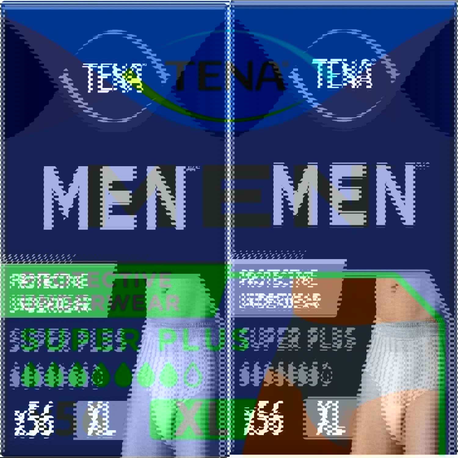 TENA Incontinence Underwear for Men, Protective, Super Plus, Extra Large, 56 Count