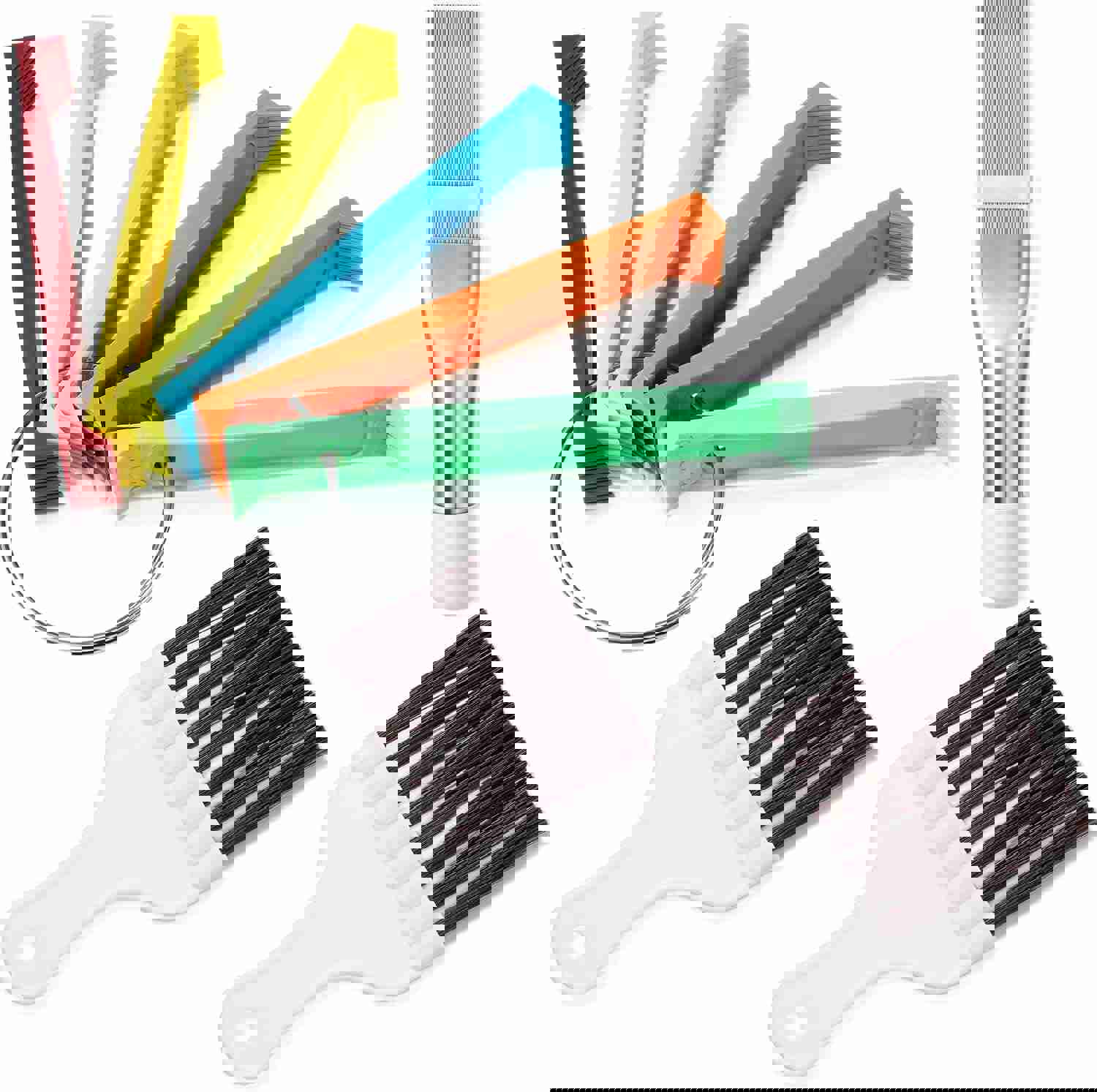 CHENGU 4 Pieces Air Conditioner Fin Cleaner Set 2 Different Fin Comb Condenser Fin Straightener 2 Pieces Coil Cleaning Brush Condenser Fin Comb Stainless Steel Radiator Repair Cleaning Tool Set