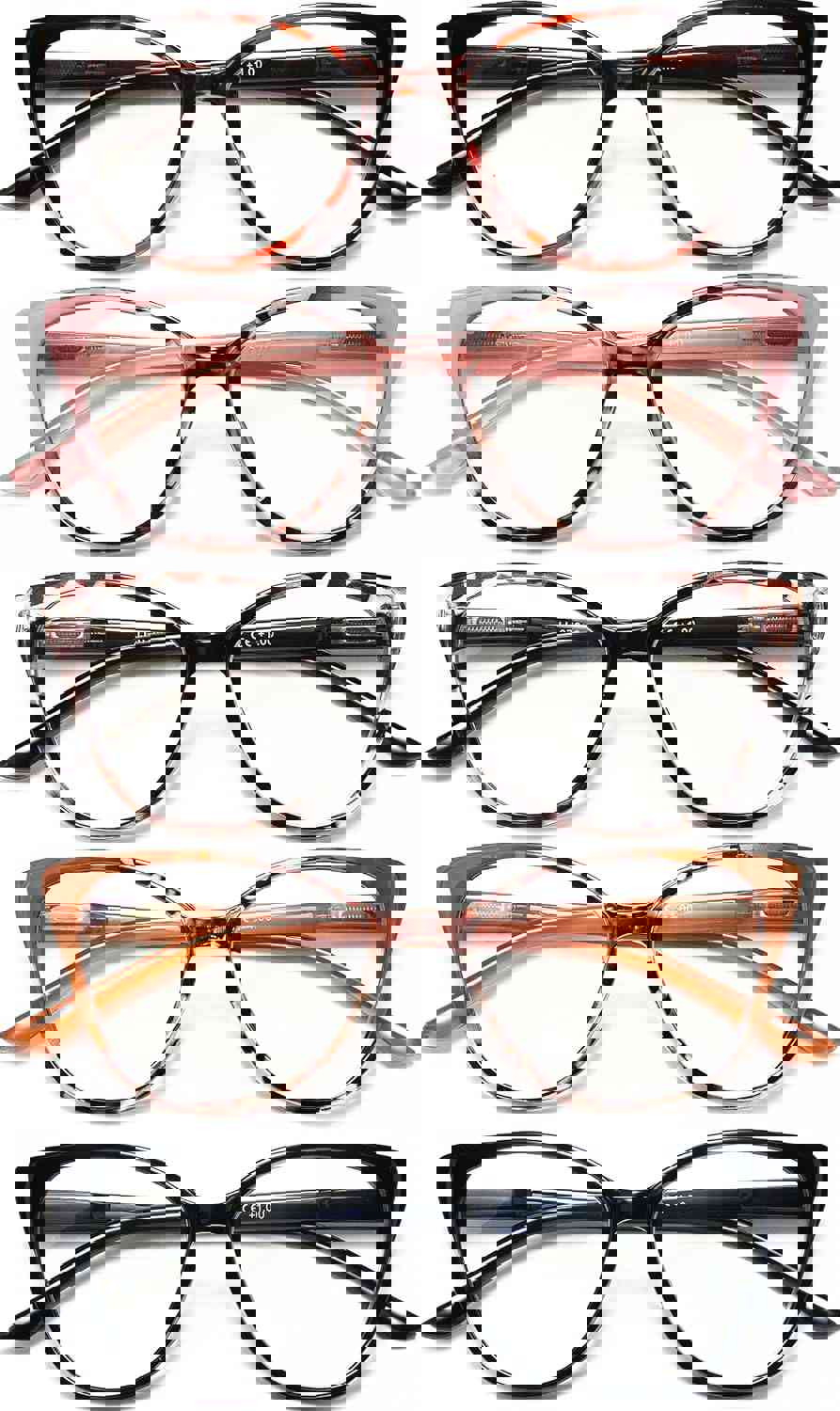 EYEURL 5 Pack Cat Eye Reading Glasses for Women-Blue Light Glasses for Woman Fashion Readers with Spring Hinge