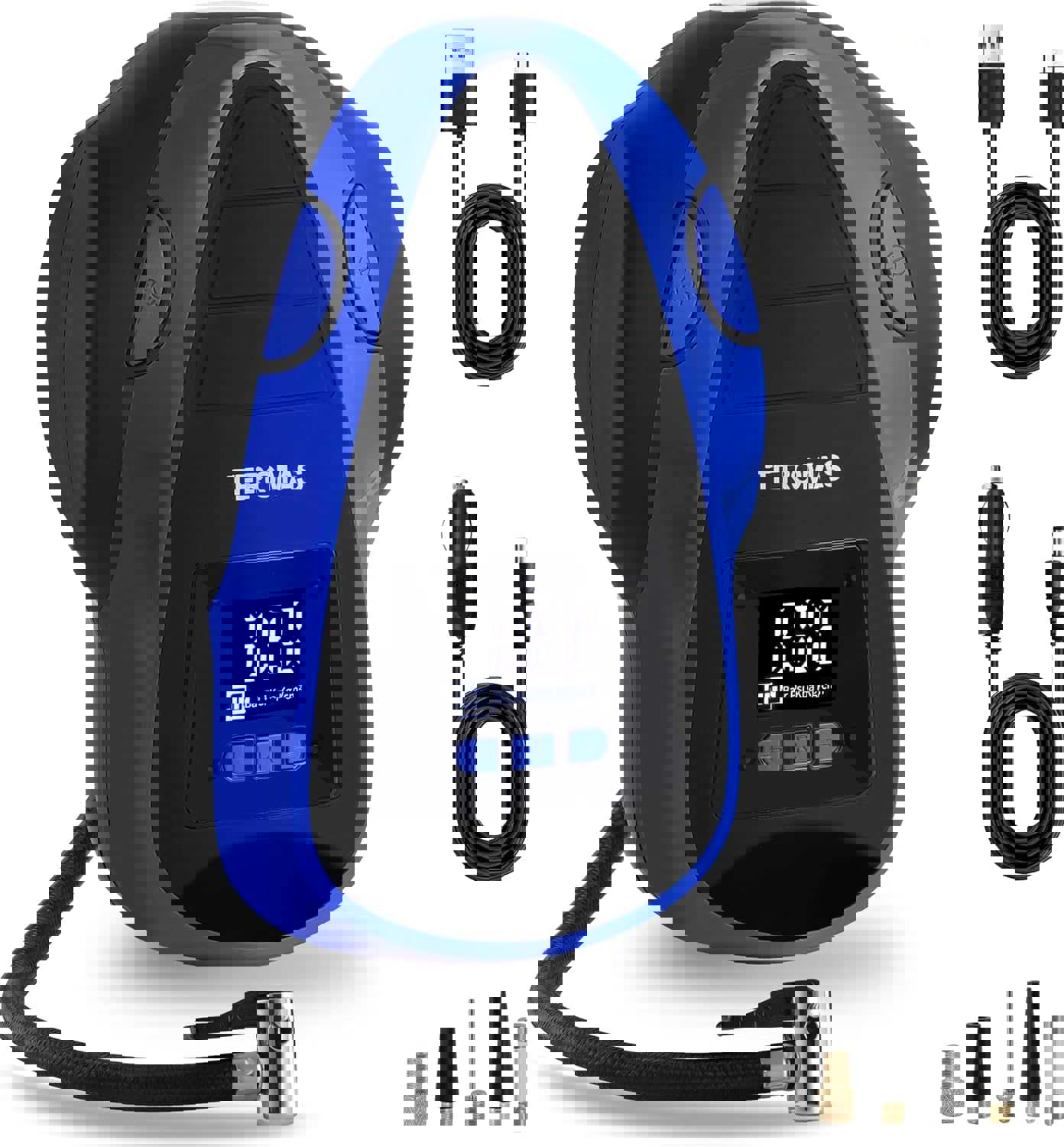 TEROMAS Tire Inflator Portable Air Compressor, Cordless Air Pump for Car Tires and Other Inflatables, Rechargeable Digital Electric Tire Pump with Pressure Gauge