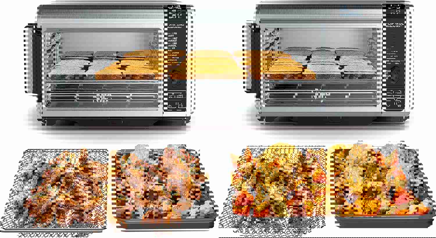 Ninja SP101 Digital Air Fry Countertop Oven with 8-in-1 Functionality, Flip Up &amp;amp; Away Capability for Storage Space, with Air Fry Basket, Wire Rack &amp;amp; Crumb Tray, Silver