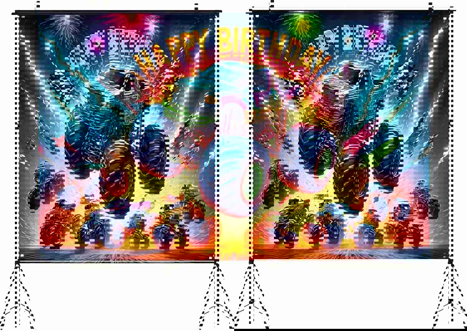 BlissYard Truck Backdrop Banner Car Birthday Backdrop 5x3 Feet Monster Truck Birthday Banner Boy Truck Theme Party Supplies Photo Props Kids Party Photography Party Monster Truck Birthday Decorations