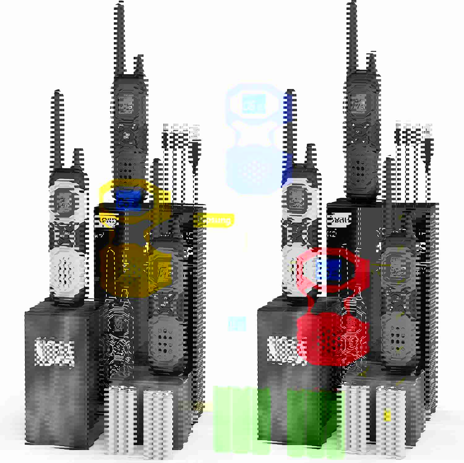 Walkie Talkies for Adults Rechargeable Walkie-Talkie Long Range 3 Pack, Multi-purpose NOAA 2 Way Radios with 4500mAh Battery USB Lanyards for Family Office School Camping Hiking Skiing Cruises
