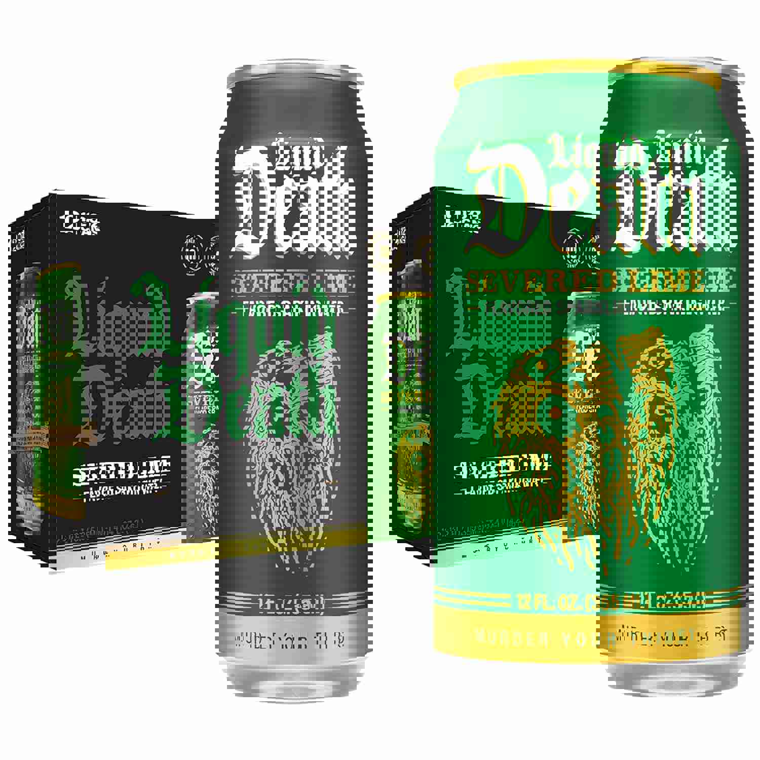 Liquid Death, Severed Lime, Lime-Flavored Sparkling Water, 12-Pack (12oz Cans), Low Calorie &amp; No Artificial Sweeteners
