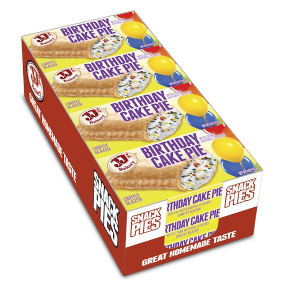 JJ's Bakery Snack Pies, Nut-Free Facility, Kosher Parve, Pack of 12 (Birthday Cake)